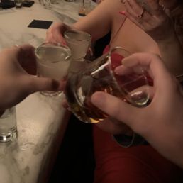 Tequila shots and bourbon