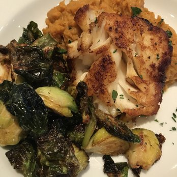 Breadsticks Cafe & Grill - Pan seared cod with sweet potato mash and crispy Brussels with pancetta - American Near Me - Atlantic City, New Jersey