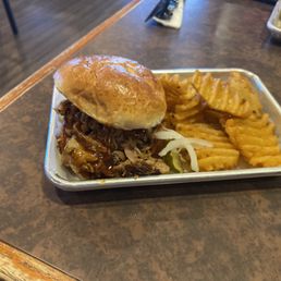 Pulled Pork Sandwich and French Fries