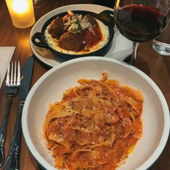 North Italia - Italian Meatballs (small plate at the top) and their Bolognese (their house specialty) - Italian Near Me - McLean, Virginia North Italia - Italian Meatballs (small plate at the top) and their Bolognese (their house specialty) - Italian Near Me - McLean, Virginia
