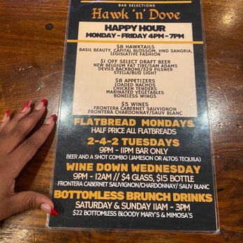 Hawk N Dove Capitol Hill DC - Happy Hour Menu - Bars Near Me - Washington, DC, District of Columbia Hawk N Dove Capitol Hill DC - Happy Hour Menu - Bars Near Me - Washington, DC, District of Columbia