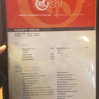Oishii - HH menu (Feb 2020) - Sushi Bars Near Me - Houston, Texas
