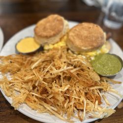 Seven Mile Cafe - Farmhouse biscuit sandwiches with crispy hashbrowns