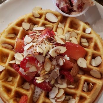 Red Oak Cafe - An awesome strawberry waffle! Look at the butter!! YUM. - Breakfast & Brunch Near Me - Alvin, Texas Red Oak Cafe - An awesome strawberry waffle! Look at the butter!! YUM. - Breakfast & Brunch Near Me - Alvin, Texas