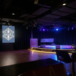 Large dance area with stage