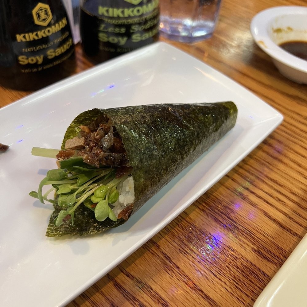 Sushi Pier - Salmon skin handroll - Sushi Bars Near Me - Reno, Nevada Sushi Pier - Salmon skin handroll - Sushi Bars Near Me - Reno, Nevada
