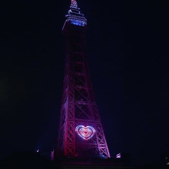 The Blackpool Tower - Blackpool Tower lights up for the Queen's 90th Birthday. Photo from BBC Lancashire's Facebook page - Landmarks & Historical Buildings Near Me - Blackpool, BPL The Blackpool Tower - Blackpool Tower lights up for the Queen's 90th Birthday. Photo from BBC Lancashire's Facebook page - Landmarks & Historical Buildings Near Me - Blackpool, BPL