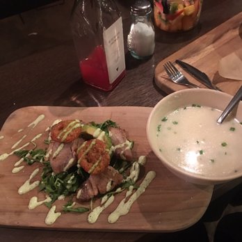 Tout Suite - Potato soup was okay but definitely gets the job done :) the stuffed avocado with pork belly and arugula was awesome - Cafes Near Me - Houston, Texas Tout Suite - Potato soup was okay but definitely gets the job done :) the stuffed avocado with pork belly and arugula was awesome - Cafes Near Me - Houston, Texas