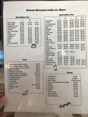 Menu photo 5 Arizona Mountain Coffee Show Low, AZ