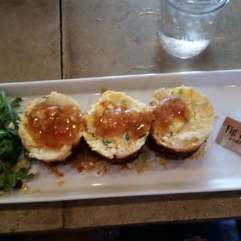 Fig Tree Cafe - Breakfast Sushi: rice & scrambled eggs in the center w/plum sauce wrapped in baked bacon + brown sugar $11.95 - Breakfast & Brunch Near Me - San Diego, California
