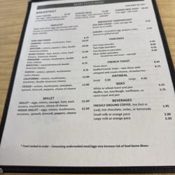 Beary Patch Restaurant - Breakfast Menu