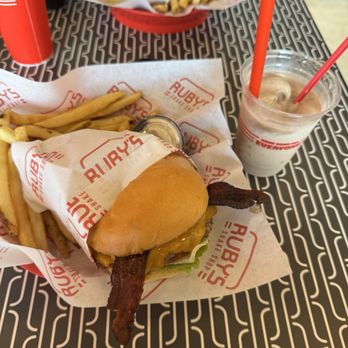 Ruby's Shake Shop - Bacon cheese burger and double chocolate shake - Burgers Near Me - Henderson, Nevada