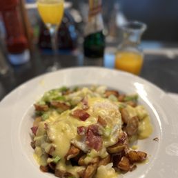 Breakfast poutine and mimosas Breakfast poutine and mimosas