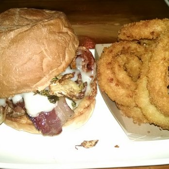 The Hills Pub - Bistro burger with onion rings. - Pubs Near Me - La Mesa, California The Hills Pub - Bistro burger with onion rings. - Pubs Near Me - La Mesa, California