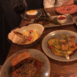 Plau Gin & Beer House - Pork belly, king prawns, bacon hash, tempura tenderstem, and duck & squash - YUM