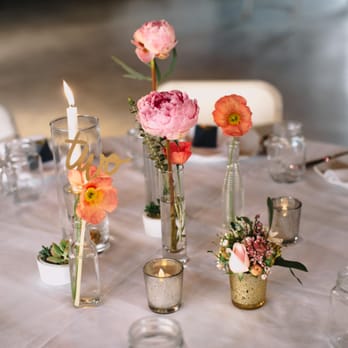 Flowerstory - Those vases, planters, votives were all provided by Kim! - Florists Near Me