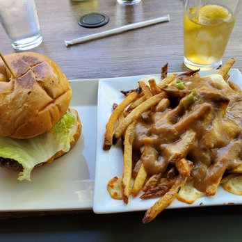 The Fork n Cork - Pimento cheese burger with poutine fries - New American Near Me - Wilmington, North Carolina The Fork n Cork - Pimento cheese burger with poutine fries - New American Near Me - Wilmington, North Carolina