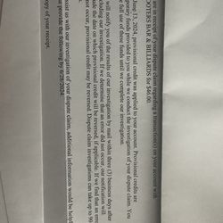 Shooter's Bar & Billiards - Dispute letter