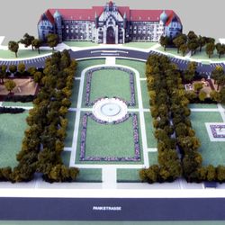 Brunnenplatz - Modell des Brunnenplatzes nach einem Entwurf des Garten- und Landschaftsarchitekten Michael Hennemann_ Anfang der 1980er Jahre