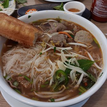 Viet Culture - Original pho with flank, brisket, and meatballs with dough stick that was delicious! - Vietnamese Near Me - Lawrenceville, Georgia