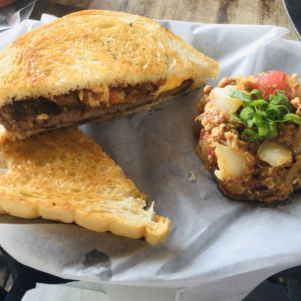 Brewhaus - The heidelberger patty melt with German potato salad - German Near Me - Chattanooga, Tennessee Brewhaus - The heidelberger patty melt with German potato salad - German Near Me - Chattanooga, Tennessee