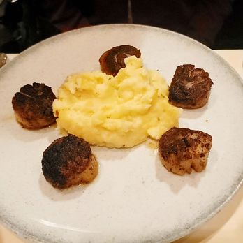 The Fig Tree Restaurant - Scallops with just mashed potatoes, no vegetables, as requested. - New American Near Me - Charlotte, North Carolina