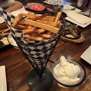 Q Bistro - Sweet potato fries w no sugar coating but it came w whipped cream - Korean Near Me - Las Vegas, Nevada