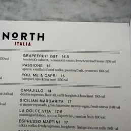 Drink menu Drink menu
