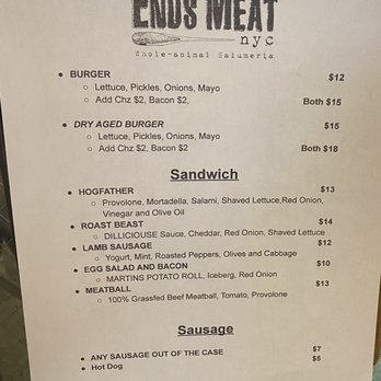 Ends Meat - Menu - Butcher Near Me - Brooklyn, New York