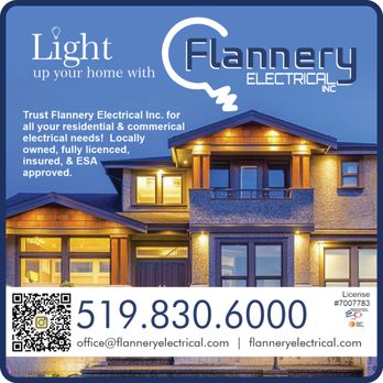 Flannery Electrical - Our ad in "Our Homes" Magazine! - Electricians Near Me - Guelph/Eramosa, Ontario Flannery Electrical - Our ad in "Our Homes" Magazine! - Electricians Near Me - Guelph/Eramosa, Ontario