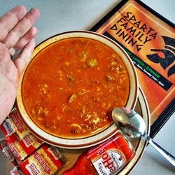 Sparta Family Dining - Look the size of the BIGGEST BOWL faboulus Chicken Gumbo Soup Delicious