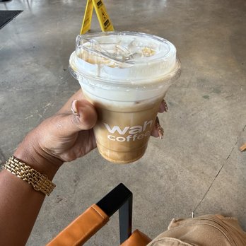 Wah Coffee - Salted caramel latte with oatmilk 10/10! - Desserts Near Me - Houston, Texas