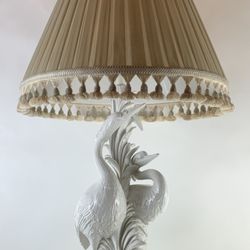 Italian Blanc De Chine Cranes Lamp With Custom Shade