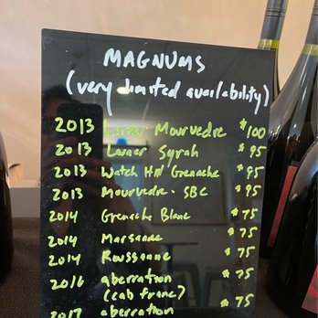 Tercero Wines - the price of each of the wines - Wine Tasting Room Near Me - Los Olivos, California