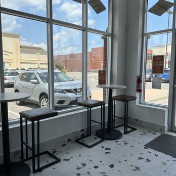 Nani’s Gelato - a view of a parking lot through a window - Ice Cream & Frozen Yogurt Near Me - Markham, Ontario