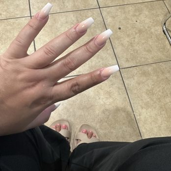 360 Nails & Spa - Pink and white ombré nails and pedicure with gel toes - Nail Salons Near Me - Northglenn, Colorado
