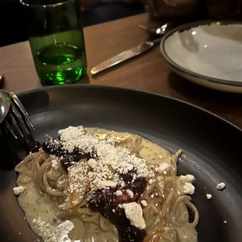 SPQR - Tajarin, porcini ragu, blueberries, ricotta salata - Italian Near Me - San Francisco, California