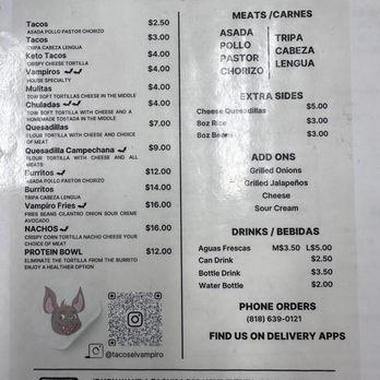 Tacos El Vampiro - Menú - Mexican Near Me - Sylmar, California Tacos El Vampiro - Menú - Mexican Near Me - Sylmar, California