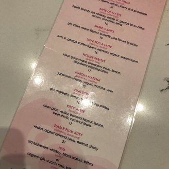 Hello Kitty Cafe - Cocktail (The bow room) menu - Cafes Near Me - Irvine, California