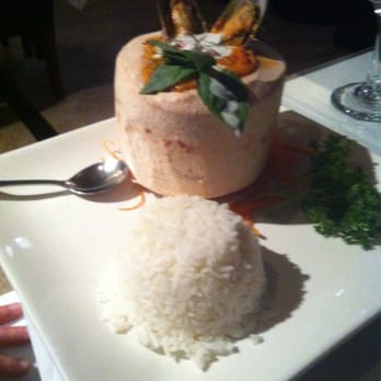 Basil Thai Bistro - Hoa mok - red curry seafood in a young coconut. - Thai Near Me - San Diego, California