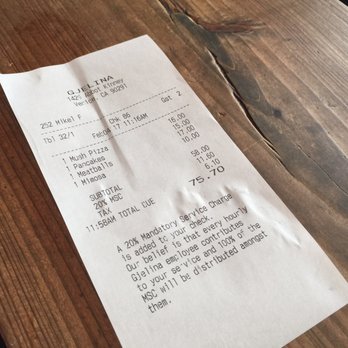 Gjelina - 20% mandatory service charge... yet their service is mediocre and sometimes bad :/ - New American Near Me - Venice, California
