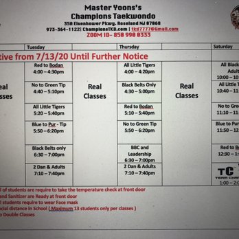 Champions Martial Arts - In-person Schedule - Martial Arts Near Me - Roseland, New Jersey Champions Martial Arts - In-person Schedule - Martial Arts Near Me - Roseland, New Jersey