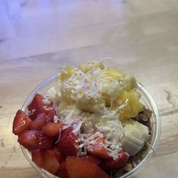 Mango-Pineapple Bowl with cookie butter & banana!