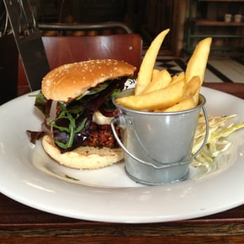 Boston Tea Party - Veggie burger w/halloumi cheese, chips and slaw. - Coffee & Tea Near Me - Birmingham, XWM