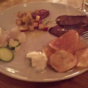 Restaurant Gorilla - four of the first courses, ceviche, chopped apples, a smoked dried meat, and chips with sour cream and herbs - Italian Near Me - Copenhagen, 84