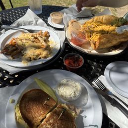 Turkey Reuben, Jalapeño Pimento Cheese fries, Taco Salad