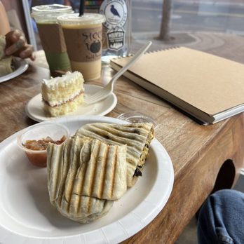 Steep Leaf Lounge - breakfast burrito  peppermint matcha  peach smoothie - Coffee & Tea Near Me - Flagstaff, Arizona