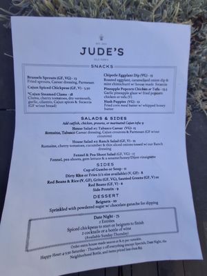 Menu photo 1 Jude's Old Town Seattle, WA