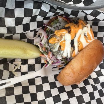 LDI Lobster - Blackened haddock sandwich special with chimichurri slaw and sauces - Seafood Near Me - Little Deer Isle, Maine LDI Lobster - Blackened haddock sandwich special with chimichurri slaw and sauces - Seafood Near Me - Little Deer Isle, Maine