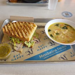 Combo: Turkey Avo Salsa Verde 1/2 sandwich + Lemon Chicken & Farro Soup Combo: Turkey Avo Salsa Verde 1/2 sandwich + Lemon Chicken & Farro Soup